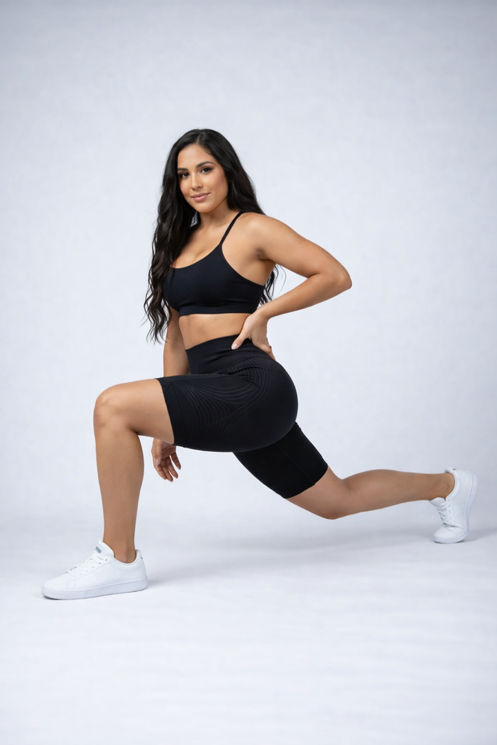 Leggings Cortos 3D – Negro Clásico